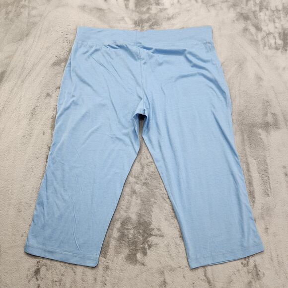 Garland Pants Womens 1X Large Blue Pull On Crop Capri Drawstring Pockets Casual - Picture 2 of 8